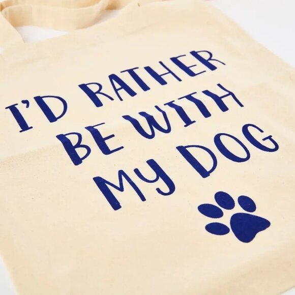 ($7) I'd Rather be With My Dog Tote - Picture 2 of 3